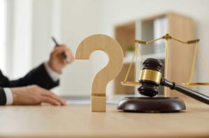 divorce law gavel with a question mark