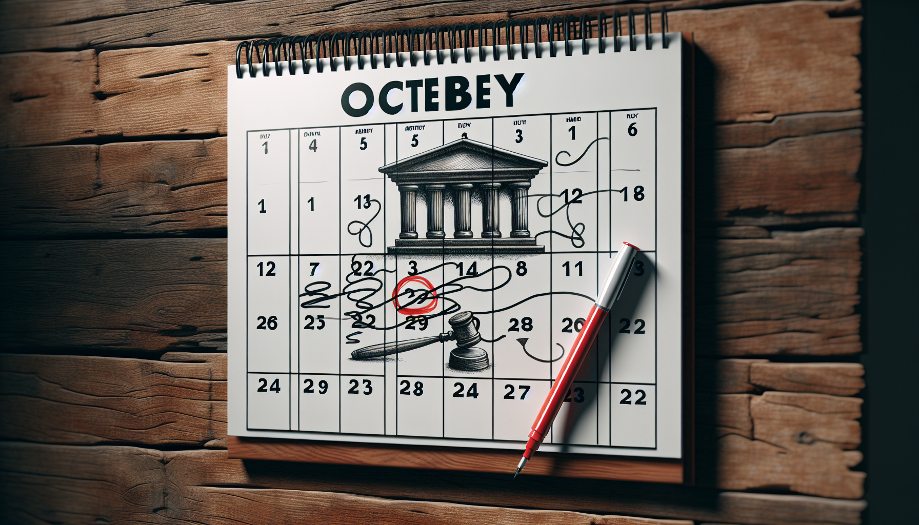Illustration of a calendar marking the date of a court hearing