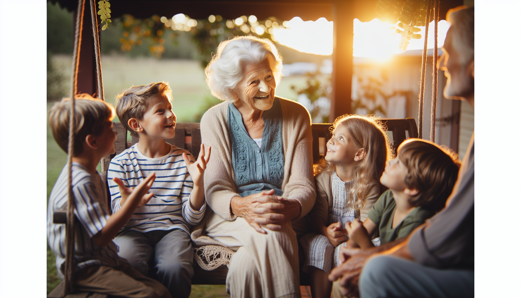 Illustration of a paternal grandmother bonding with her grandchildren