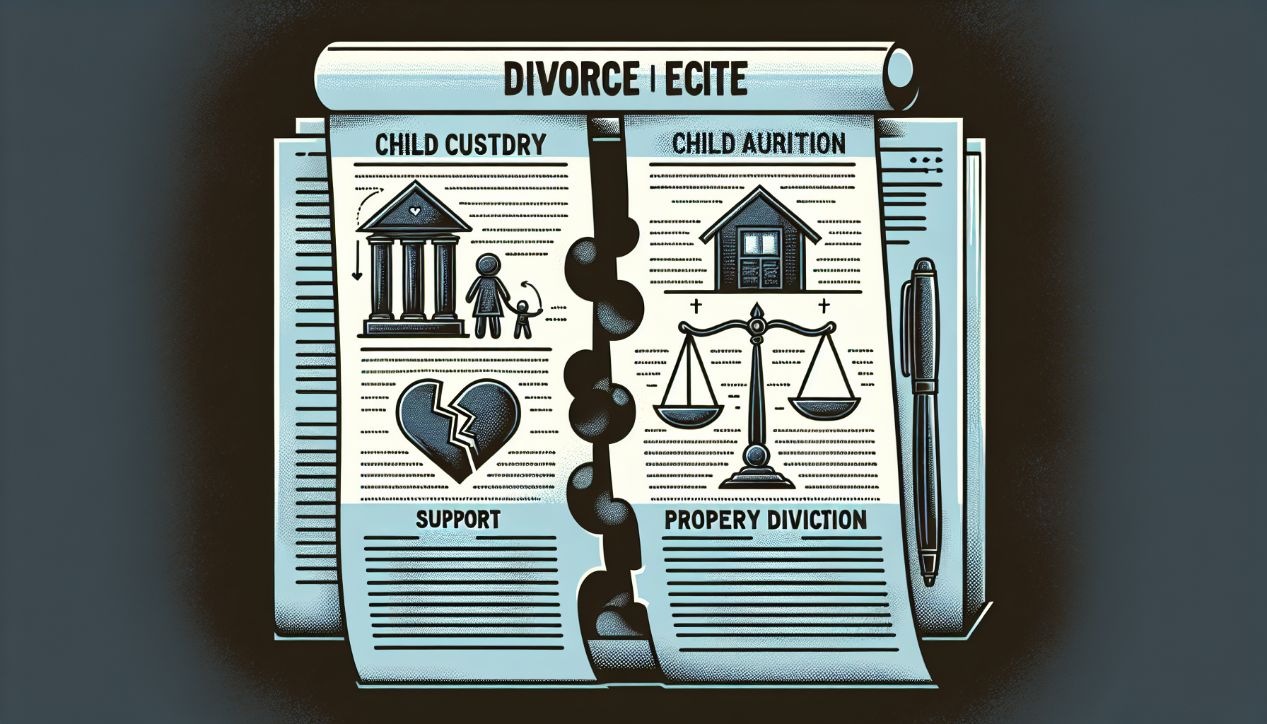 Illustration of child custody and support arrangements in a divorce decree