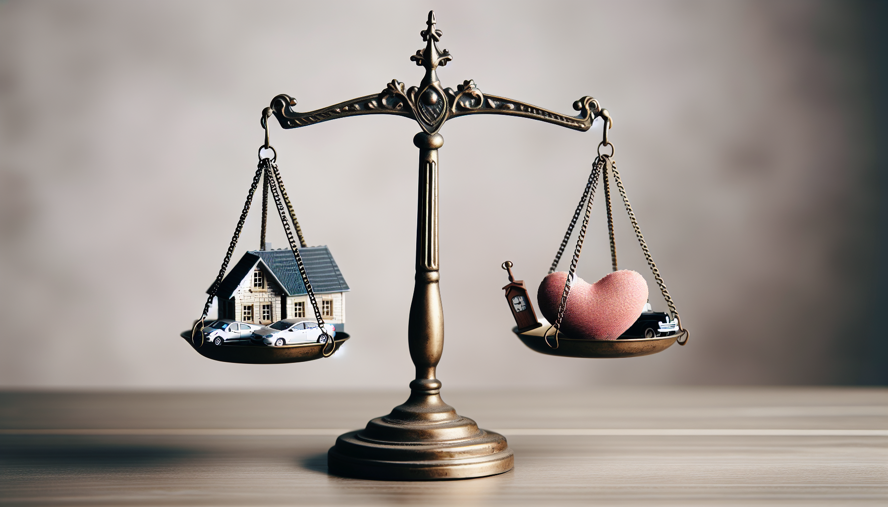 Illustration of a scale balancing marital property and spousal support