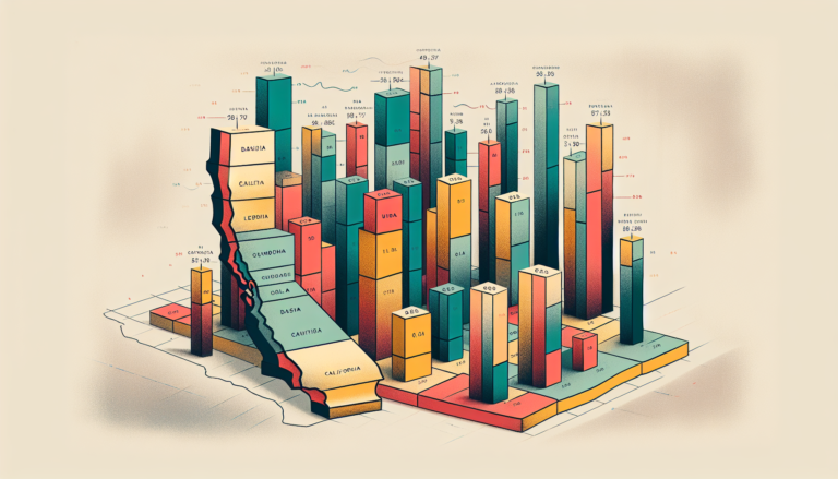 Illustration of a bar chart showcasing counties with the highest divorce rates in California